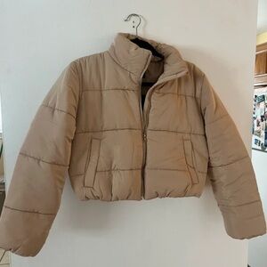Ambiance Women's Beige Puffer Jacket